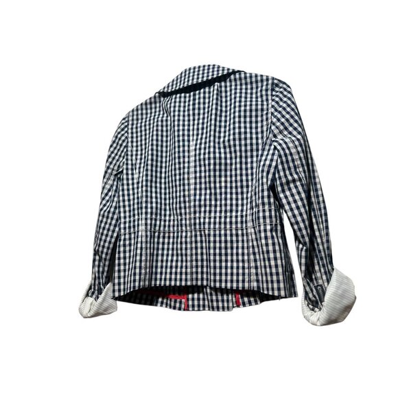 J.Crew Gingham Motorcycle Crop Jacket Womens Size 4 Linen Biker Cottage Preppy - Picture 16 of 16